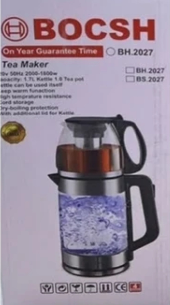 چای ساز بوش کد 2027 ظرفیت ۱.۷ لیتر با کتری پیرکس